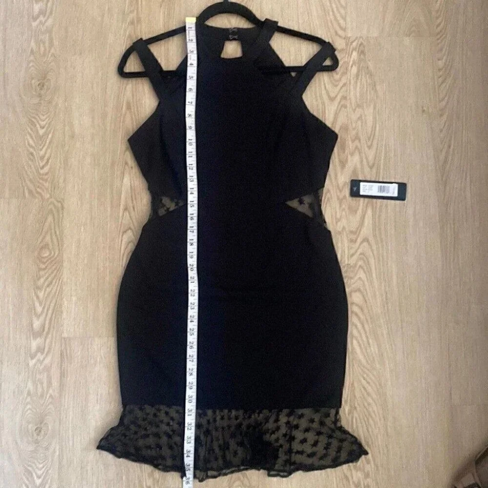 Star Mesh Harness Mini Dress 6 Bebe NWT Black Cybercore - Picture 13 of 16
